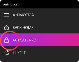 Animotica menu