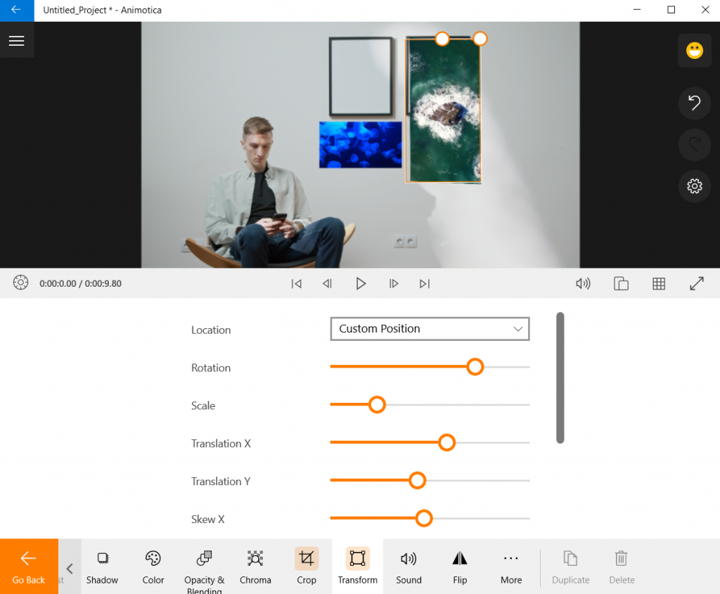 Transform your video overlay to change its position.