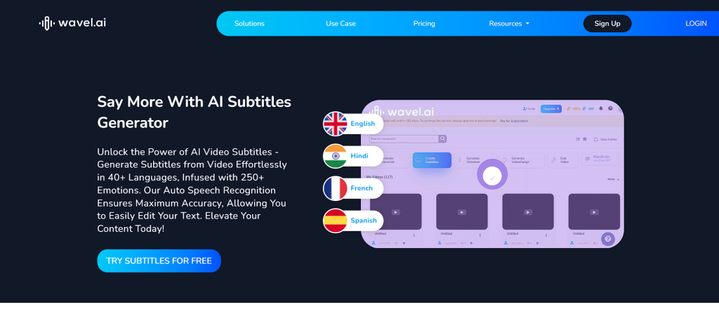 Wavel.ai is one of the best AI subtitile generators